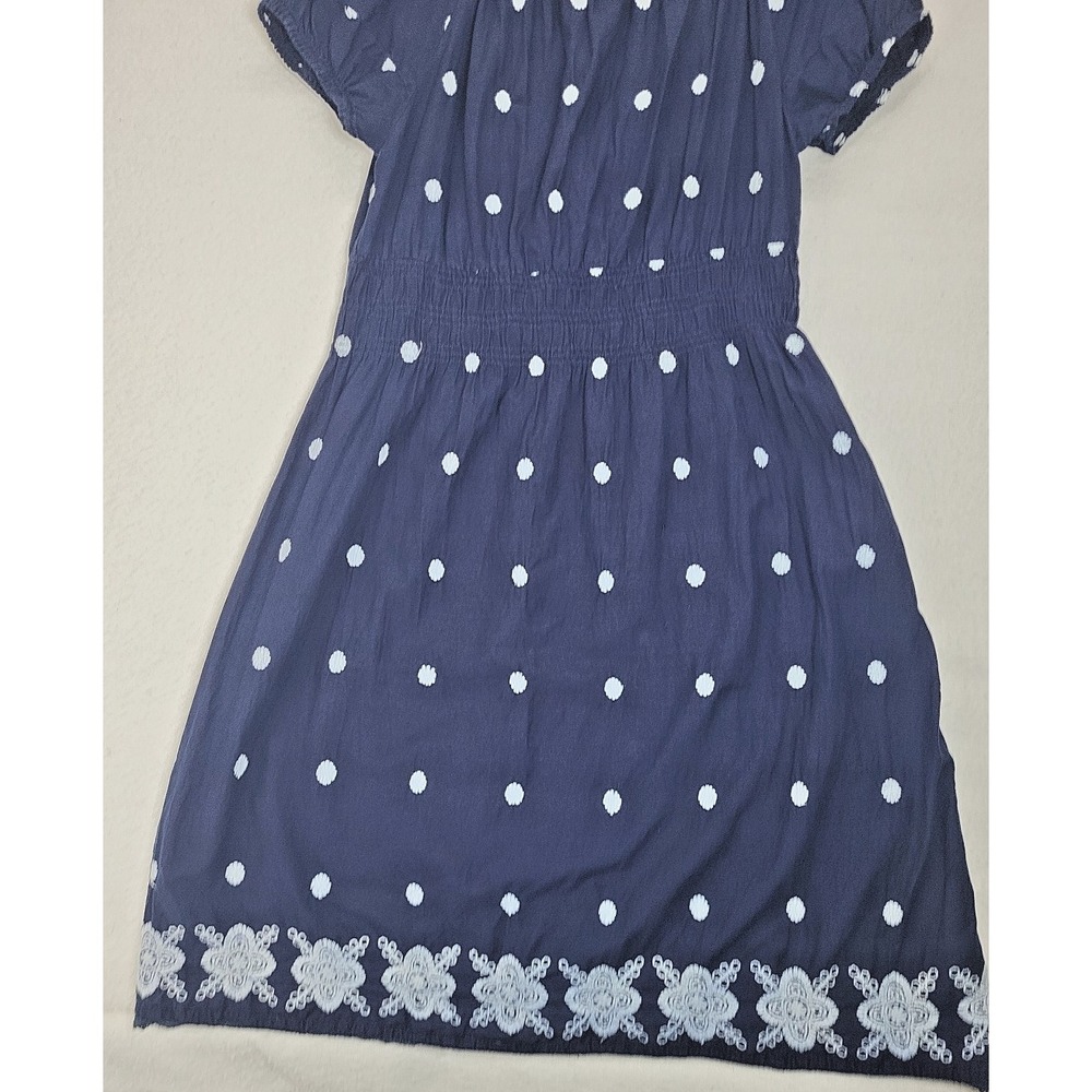 Vtg Cute Options Dress Women's Large Blue Floral Boho Milkmaid Embroidered Midi - Picture 5 of 13